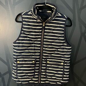 J. Crew Navy and white Down  Vest